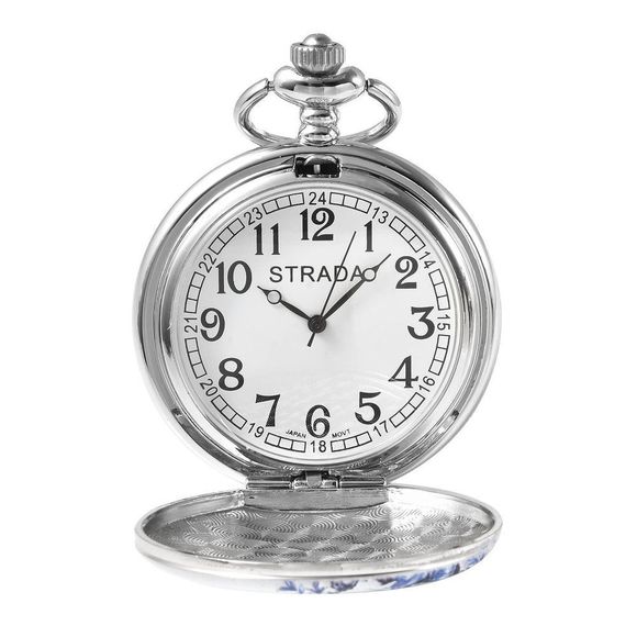 STRADA Peony Flower & Double Magpie Pattern Pocket Watch - Picture 5 of 6